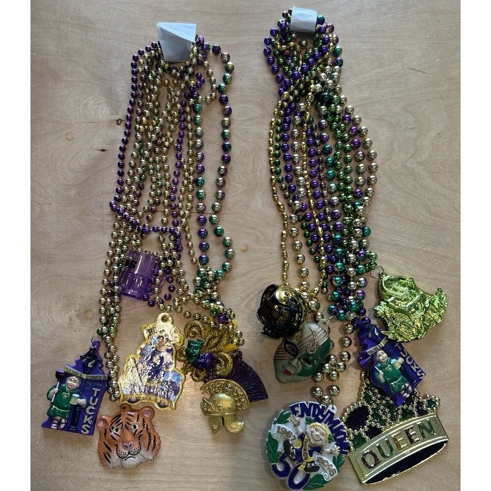 Asst Medallion Mardi Gras Beads 2 Bundles (6 Ea) Party Favors New Orleans Parade